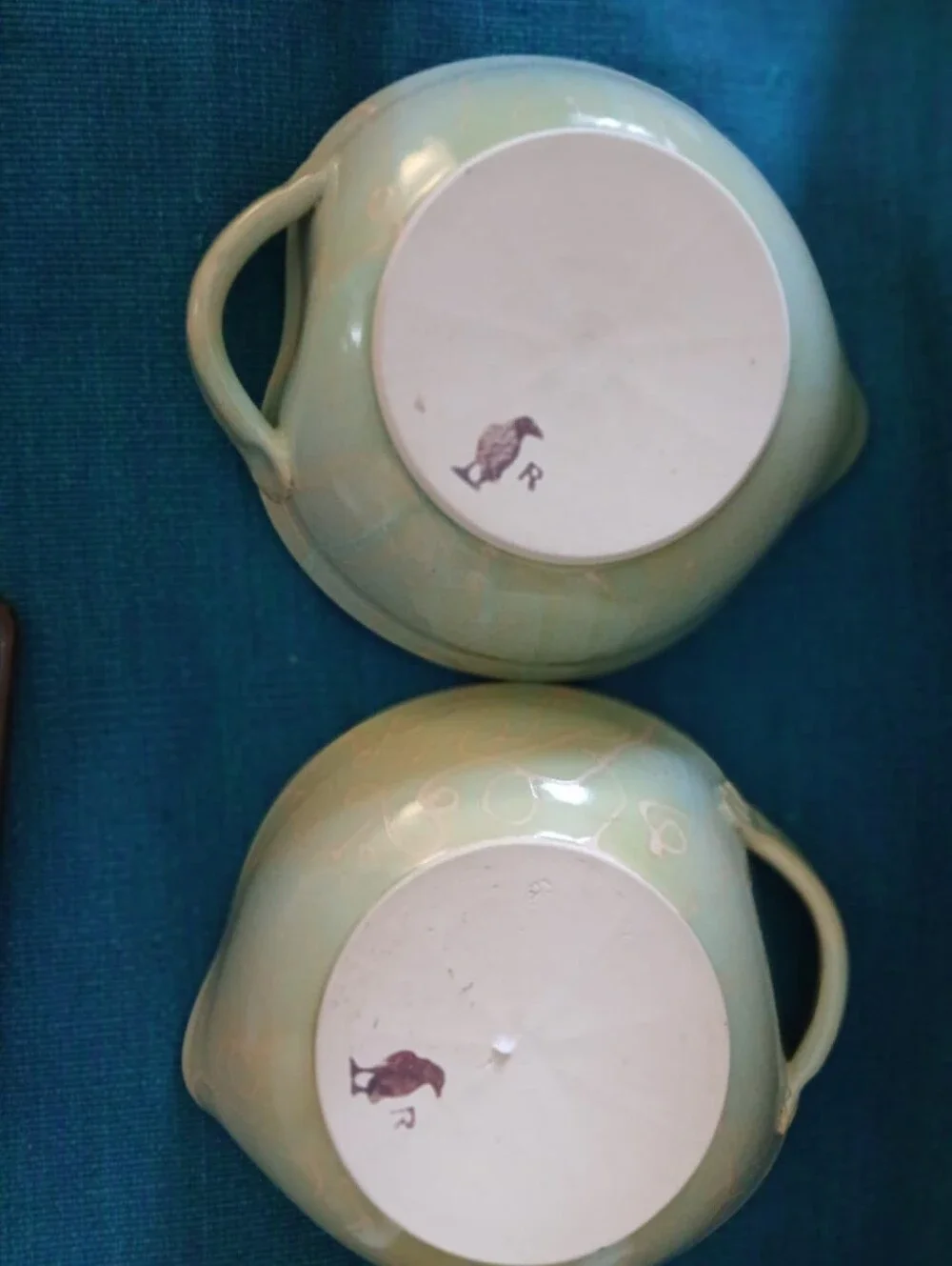 New Studio Artisan Pottery Pale Green Ceramic Mixing Bowls - Set of 2